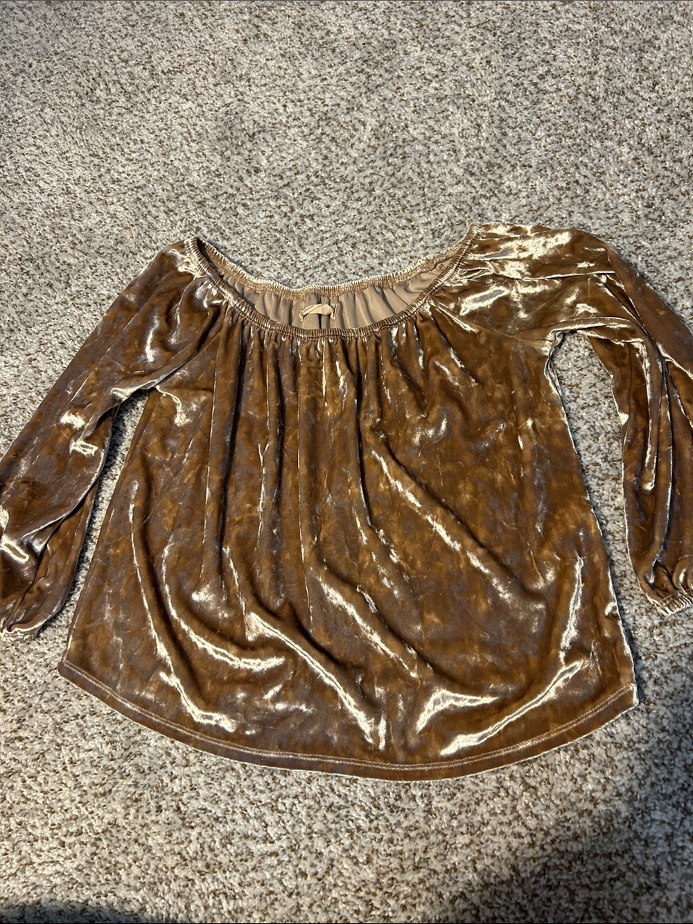 Hollister Shiny Bronze Velvet Off-Shoulder